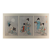 Ladies of Chiyoda Castle viewing the moon, by Toyohara Chikanobu (1838-1912) - Japan, 
