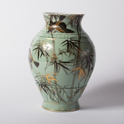 Seto celadon vase (side view 2), Japan, Meiji Era, late 19th century