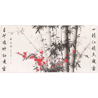 Large scroll painting, Spring Poem Picture, by Duan Shuo-ran, China, dated 1997