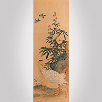 Goose and flowers, by Maruyama Okyo (1733-1795) - Japan, 