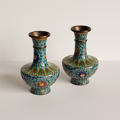 Pair of cloisonné enamel vases, China, 20th century