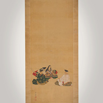 Hanging scroll painting of The Three Famous Poets, by Nishide Kofuku (1926- active 2010) - Japan, 