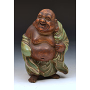 Pottery figure of Hotei, by Suwa Sozan - Japan, Meiji era, late 19th century