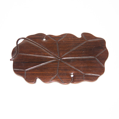 Carved hardwood leaf form tray (other side), China, 19th century
