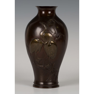 Bronze vase, by Katsutoshi, Japan, Meiji era, circa 1880