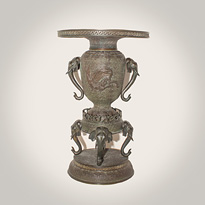 Bronze usubata flower vase, in the manner of Murata Seimin - Japan, late Edo period, early 19th century