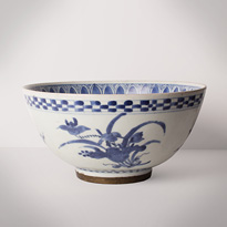 Blue and white porcelain bowl (side 4), Japan, Edo period, circa 1680-1720 [thumbnail]