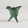 Rare green glazed biscuit fired porcelain shaped libation cup (Side view 1), China, Kangxi, early 18th century [thumbnail]