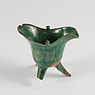 Rare green glazed biscuit fired porcelain shaped libation cup (Side view 4), China, Kangxi, early 18th century [thumbnail]