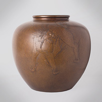 Patinated bronze vase, by Kozan - Japan, Taisho era, early 20th century