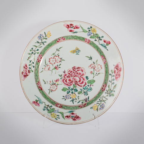 Famille rose export porcelain plate, China, Qianlong period, circa 1730-1760