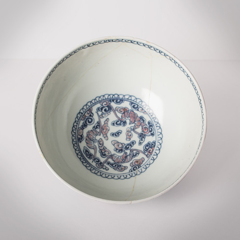 Blue and white and copper red porcelain bowl (inside), China, Republic period, circa 1930