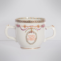 Famille rose export porcelain chocolate cup and saucer (cup), China, Qianlong period, circa 1760 [thumbnail]
