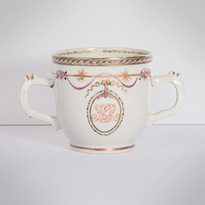 Famille rose export porcelain chocolate cup and saucer (cup, view 2), China, Qianlong period, circa 1760 [thumbnail]