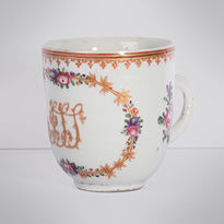 Famille rose export porcelain coffee cup (view 2), China, Qianlong period, circa 1760 [thumbnail]