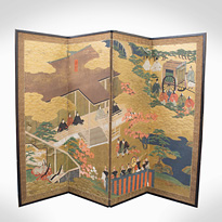 Four-fold screen, Tosa School - Japan, Meiji Era, late 19th century