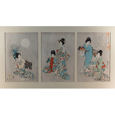 Ladies of Chiyoda Castle viewing the moon, by Toyohara Chikanobu (1838-1912), Japan, Ladies of Chiyoda Castle viewing the moon, by Toyohara Chikanobu (1838-1912), Japan,