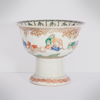 Arita porcelain footed sake cup (view 2), Japan, Edo period, circa 1830 [thumbnail]