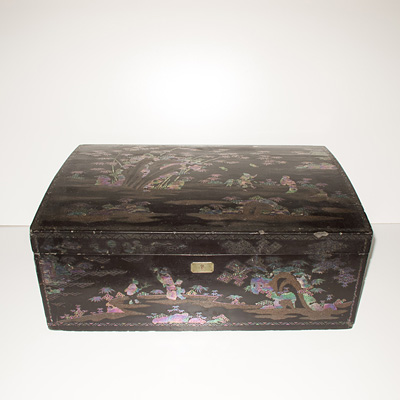 Rare lacquer and inlaid mother of pearl chest, China, Qing Dynasty, 18th/19th century
