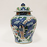 Large Wucai porcelain vase and cover in the Transitional style (another side), China, 20th century [thumbnail]