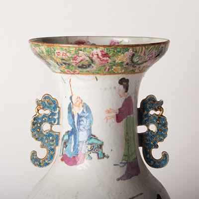 Canton famille rose vase (neck), China, Qing Dynasty, 19th century