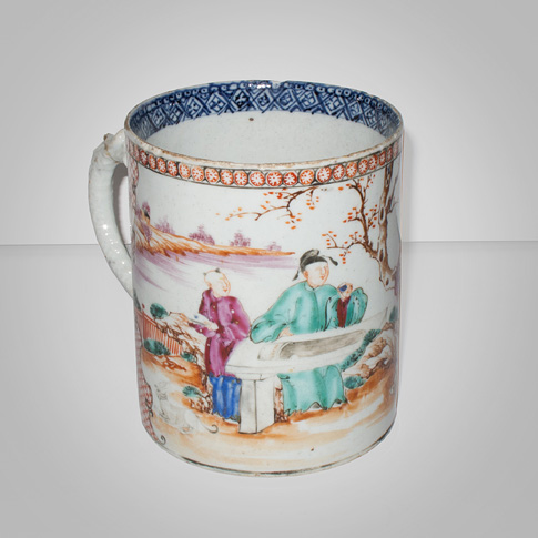 Famille-rose export porcelain tankard (other side), China, 18th century