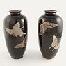 A pair of cloisonné enamel vases, in the style of Hayashi Kodenji, Japan, Meiji Period, early 20th century [thumbnail]