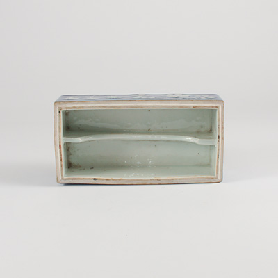 Blue glazed porcelain brush box (from the top), China, Qing Dynasty, 19th century