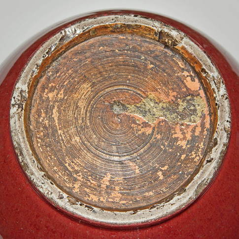 Copper red flambé porcelain vase (base), China, Qing Dynasty, 19th century