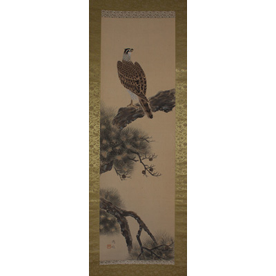 Hanging scroll painting of a hawk, by Yoyu, Japan, 