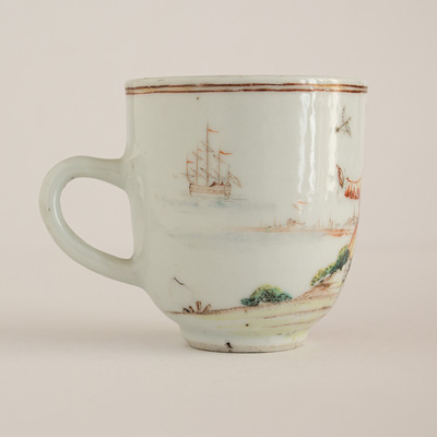 Famille rose export porcelain coffee cup
 (side 2 ), China, Qianlong period, circa 1750