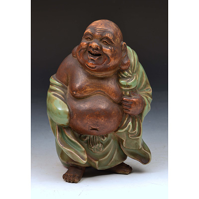 Pottery figure of Hotei, by Suwa Sozan, Japan, Meiji era, late 19th century