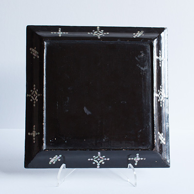 Lacquer and mother of pearl inlaid tray (underside), China, Ming Dynasty, 17th century
