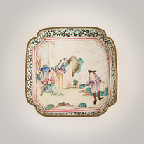 Painted enamel dish - China, 18th century