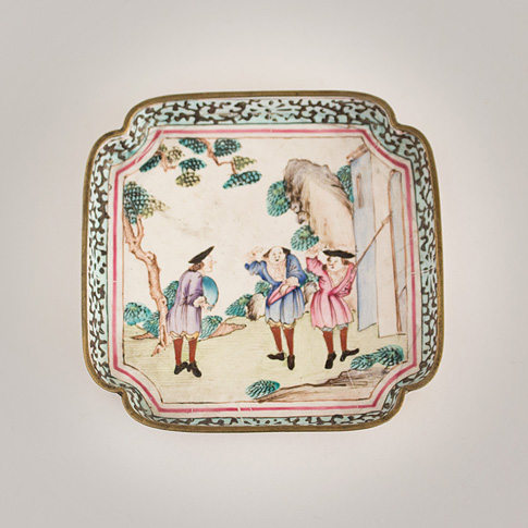 Painted enamel dish, China, 18th century