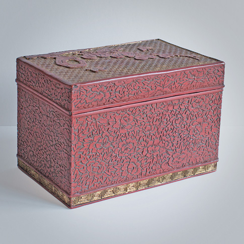 Cinnabar and gold coloured lacquer box (other side), Ryukyu Islands, 18th century