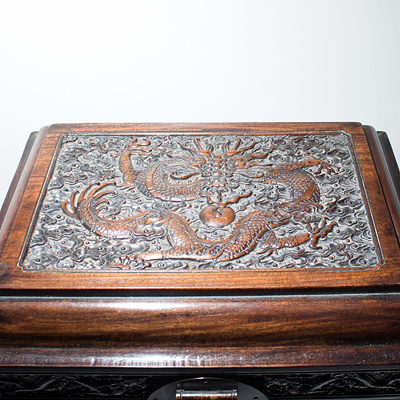Hardwood cabinet (top's carving), China, 21st century