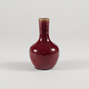 Copper red flambé glazed porcelain bottle vase - China, Qing Dynasty, late 19th century
