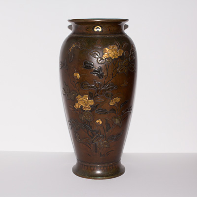 Mixed metal inlaid bronze vase
, Japan, Meiji period, circa 1880