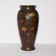 Mixed metal inlaid bronze vase
 - Japan, Meiji period, circa 1880