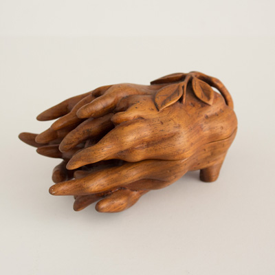 Carved wood Buddha’s hand citron box, China, 