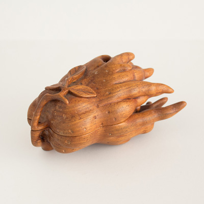 Carved wood Buddha’s hand citron box (view 3), China, 