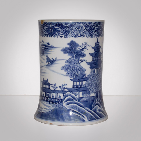 Large blue and white mug (front), China, 18th century