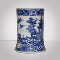 Large blue and white mug (front), China, 18th century [thumbnail]