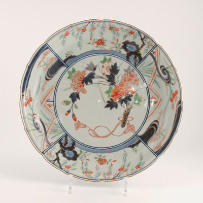 Imari porcelain dish (Top face of dish (before restoration)), Japan, Edo Period, circa 1700-20