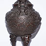 Large bronze tripod censer, by Murata Seimin (close-up 4), Japan, Bunsei era, circa 1820 [thumbnail]