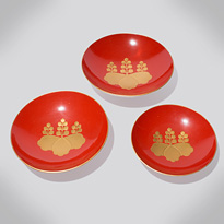 Three Aizu-nuri lacquer sake cups (sakazuki), by Shinjo, Japan, Meiji era, circa 1900 [thumbnail]