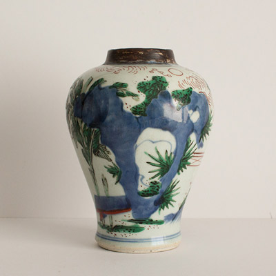 Transitional wucai vase (side view 2), China, 17th century