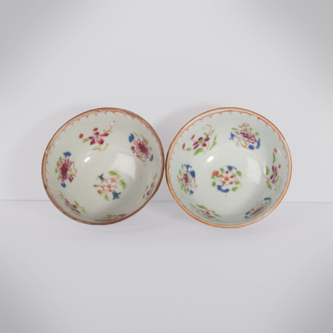 Batavian ware export porcelain wares (bowls), China, Qianlong period, circa 1750