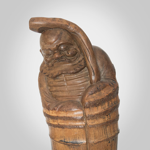 Carved bamboo figure (close-up of front), China/Japan, 19th century